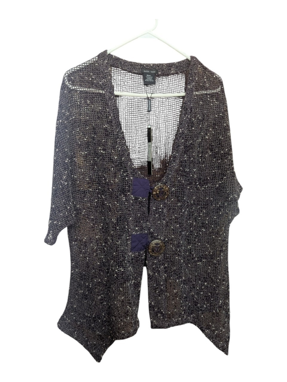 Katie Todd Knit Cardigan  Women Sz Large Purple Brown 2 Button